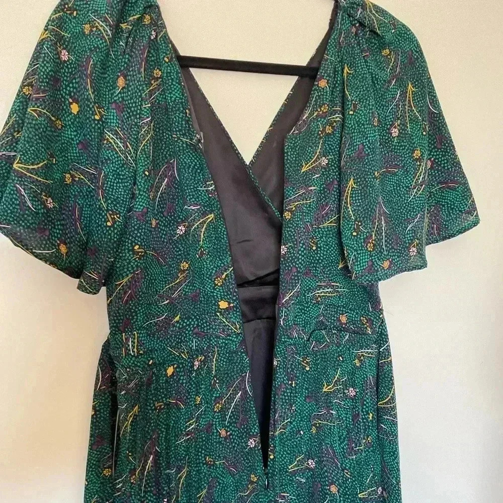 Nwot Modcloth Blooms By The Evergreen Fit Flare Floral Pleated Midi Dress View 5
